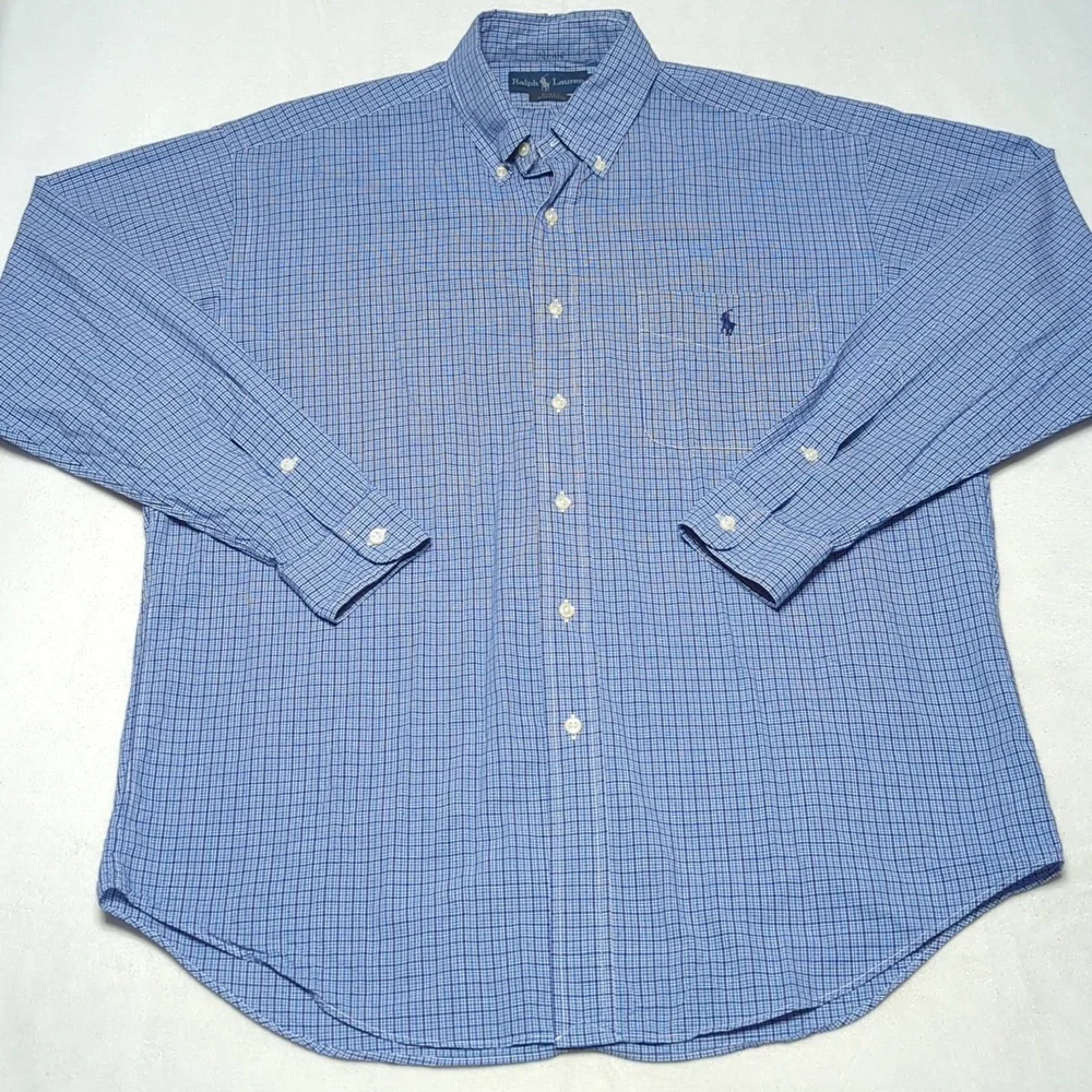Polo Ralph Lauren Blake Checkered Plaid Long Sleeve Button-down Mens Size Medium